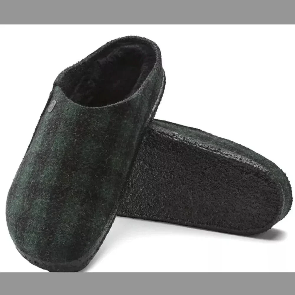 EUC Women's Green & Black Plaid Birkenstock Closed Toed Slide Clogs Size 38 - Picture 1 of 11